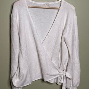 Faux front wrap sweater